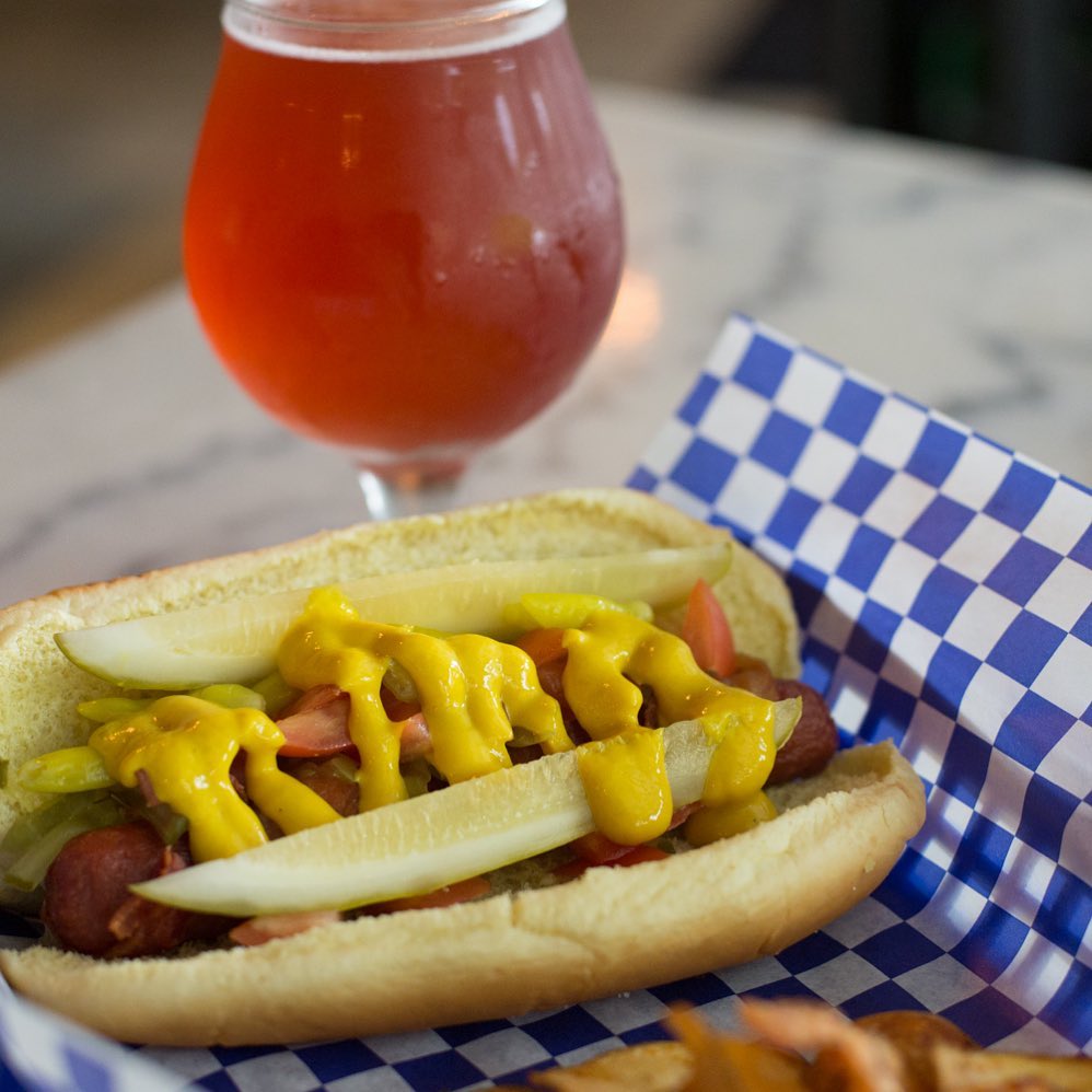 Hot dog and beer